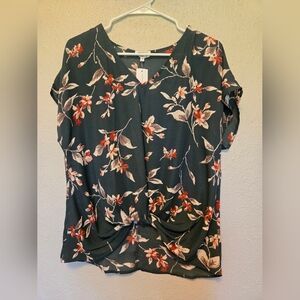 NWT Allura Knot Detail Blouse Green Floral Medium